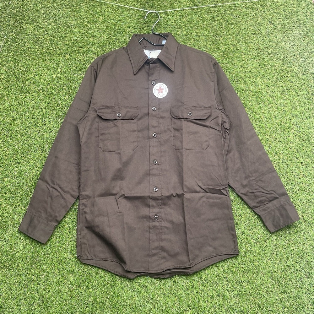 Vintage Fieldmaster Dress Shirt Mens Medium USA Made Brown Button Up NWT